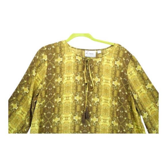 Linea by Louis Dell'Olio Tie Dye Printed‎ Blouse Size XL Gold - Picture 3 of 5